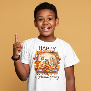 Friendsgiving Woodland Animals Höst löv T Shirt