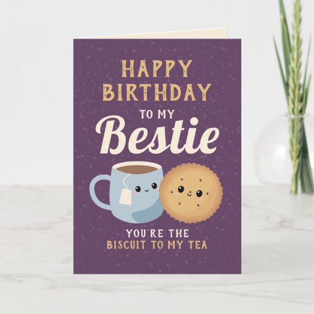 Friendship Bestie Funny Cute Happy Birthday Kort (Framsida)