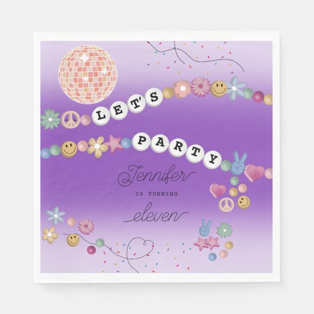 Friendship Bracelet Girl Jewelry Birthday Party Pappersservett (Framsidan)