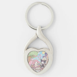 friendship keychains my melody and kuromi cute twisted heart silverfärgad nyckelring