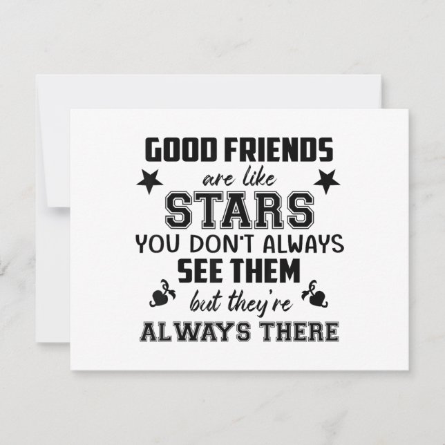 Friendship T-Shirt Quote Good Friend Like Star Julkort (Framsida)