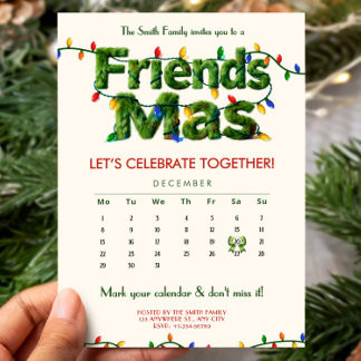 Friendsmas Christmas Party Calendar Winter Holiday Inbjudningar