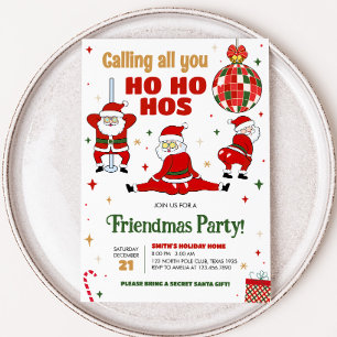 Friendsmas Funny jultomten Party Inbjudningar
