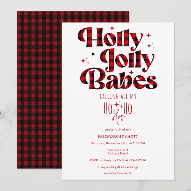 Friendsmas Girls Night Dam jul Slumber Inbjudningar (Fram/baksida)