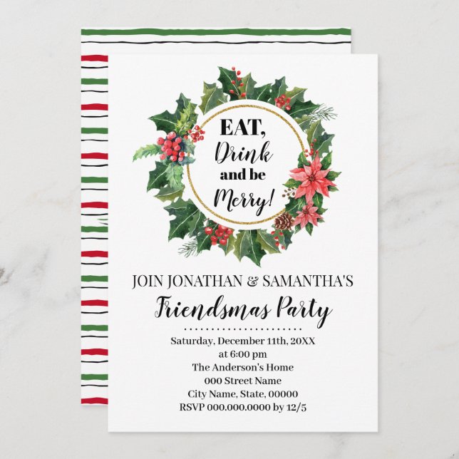 Friendsmas Helgdag jul Party Inbjudningar (Fram/baksida)