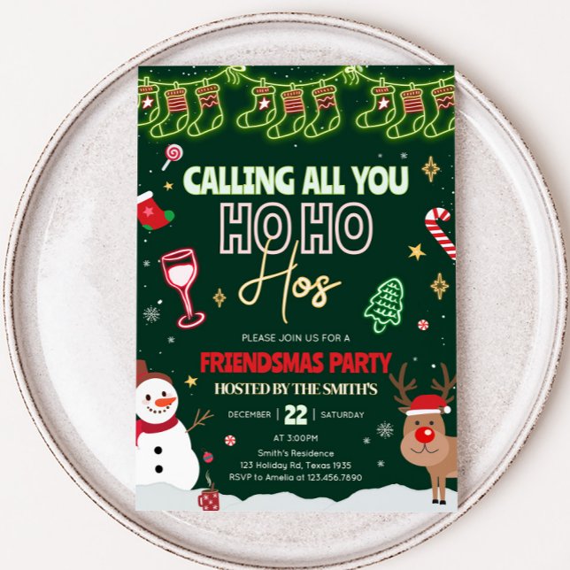 Friendsmas Ho Ho jul Party Inbjudningar (Calling All You Ho Ho Hos Friendsmas Christmas Party Invitation)