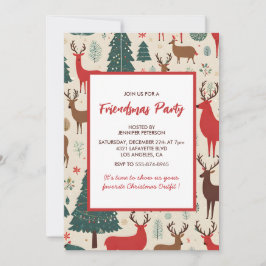 Friendsmas inbjuder Cute Whimsical Hjort träd Inbjudningar