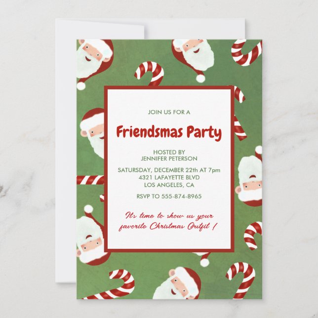 Friendsmas-inbjudningar Söta tomten råsocker Inbjudningar (Framsida)