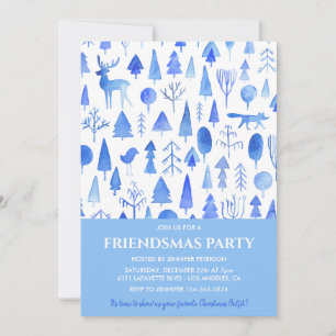 Friendsmas-inbjudningar Vackra akvarellträd Inbjudningar