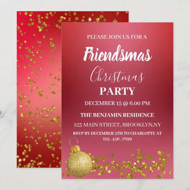 Friendsmas jul Party Inbjudningar (Fram/baksida)