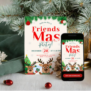 Friendsmas julfirande Julfest Söt Ren Inbjudningar