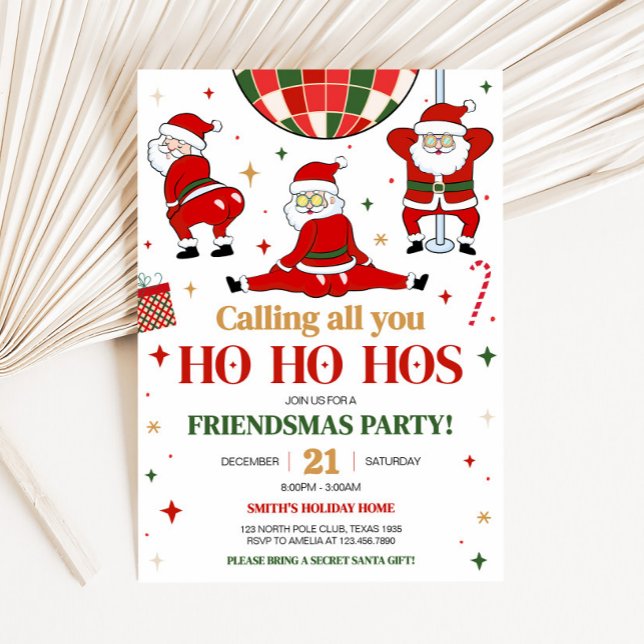 Friendsmas Santa Funny jul Party Inbjudningar (Friendsmas Santa Christmas Party Invitation
)