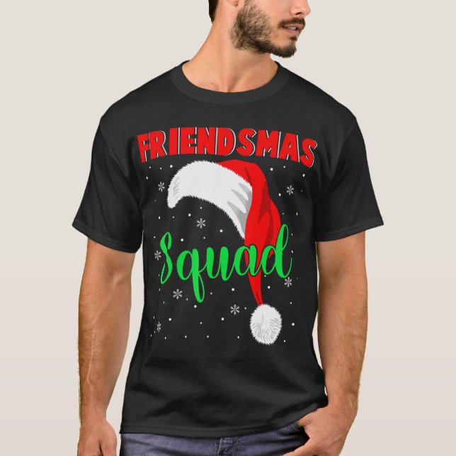 Friendsmas Squad Coola Santa Hat Matching Friends  T Shirt (Framsida)