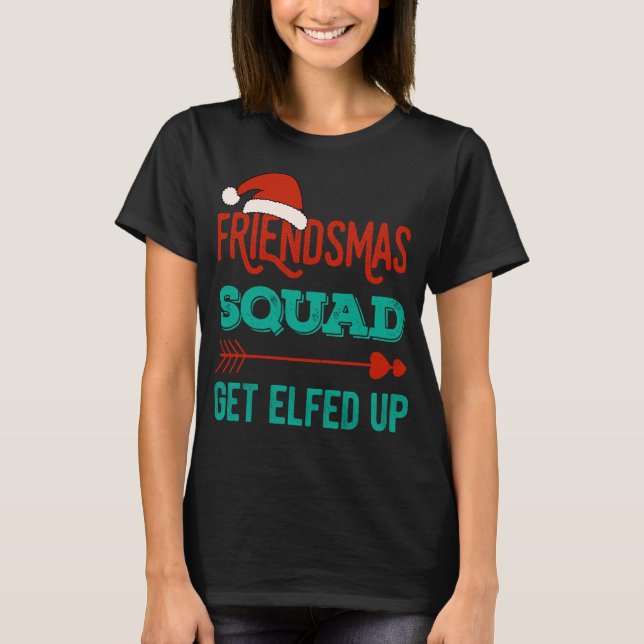 Friendsmas Squad, få slut på matchande jul F T Shirt (Framsida)