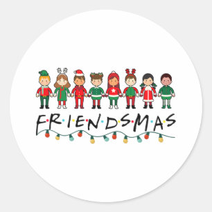 Friendsmas Squad Funny Julafton Light Family Match Runt Klistermärke
