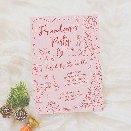 Friendsmas Whimsical Doodle jul Party Inbjudningar