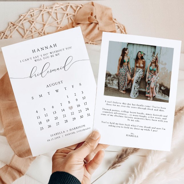 FRIERI ASHER Modern Script Calendar - Bridesmaid Inbjudningar (Skapare uppladdad)