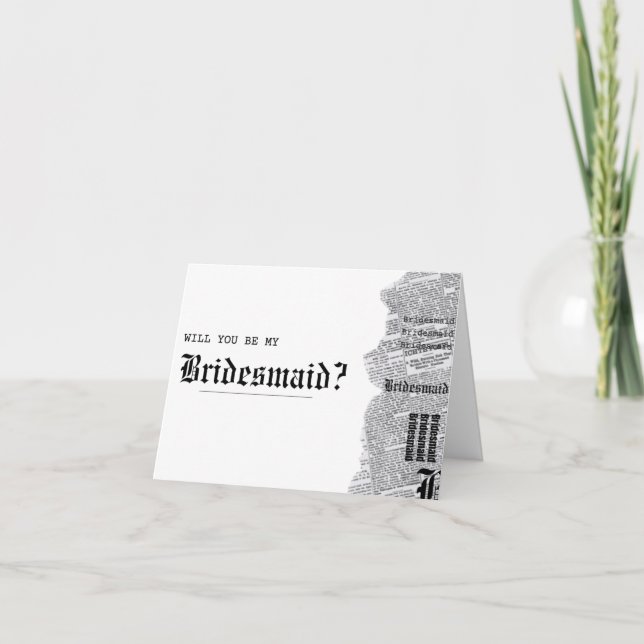 Frieri av Black and White Gothic Rep Bridesmaid Kort (Framsida)