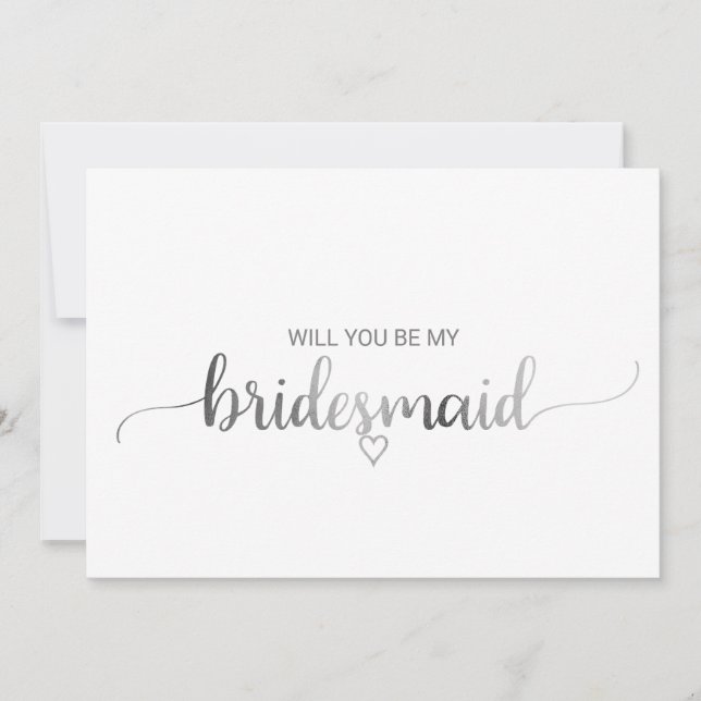 Frieri av enkel silver Foil Calligraphy Bridesmaid Inbjudningar (Framsida)
