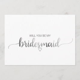 Frieri av enkel silver Foil Calligraphy Bridesmaid Inbjudningar