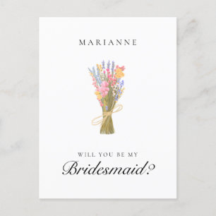 Frieri av enkla Wildblommor Bridesmaid Vykort