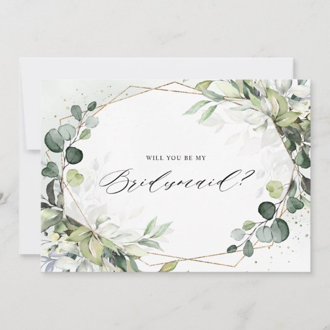 Frieri av Eucalyptus Sage Greenery Bridesmaid Inbjudningar (Framsida)