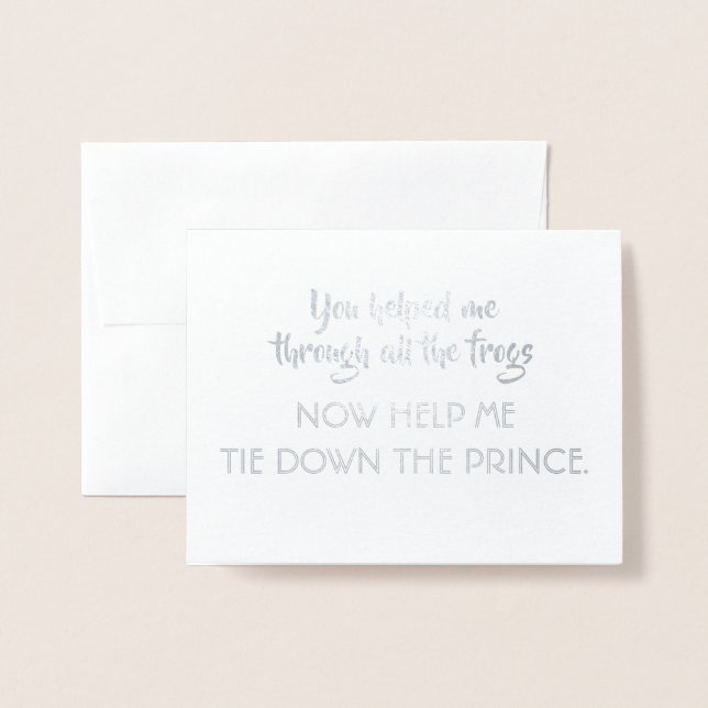 Frieri av Fairytale Princess Funny Bridesmaid Folierat Kort (Framsida med kuvert)