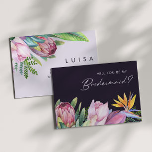 Frieri av färgstark tropisk Lila Bridesmaid Inbjudningar