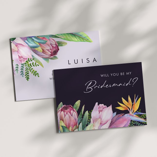 Frieri av färgstark tropisk Lila Bridesmaid  Inbjudningar (Skapare uppladdad)