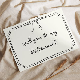 Frieri av handskriven Coquette Bow Chic Bridesmaid Inbjudningar