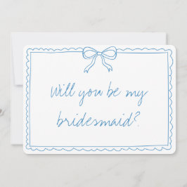 Frieri av handskrivet blått Bridesmaid Kort