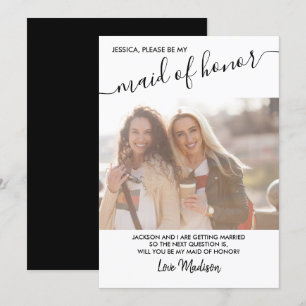 Frieri av Maid of honor Black and White Photo Inbjudningar