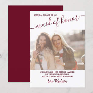 Frieri av maid of honor Burgundy och White Photo Inbjudningar