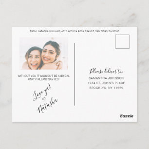 Frieri av Rustic Calligraphy Photo Bridesmaid Vykort