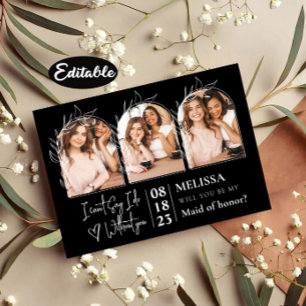 Frieri av vackert Arch Photo Collage Bridesmaid Inbjudningar