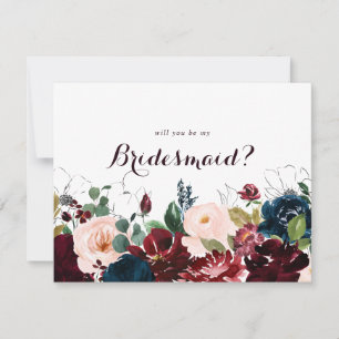 Frieri av vattenfärg Illustrated Fall Bridesmaid Anteckningskort