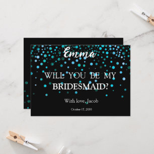 Frieri Blått Glitter-minimalt skript i Bridesmaid Inbjudningar