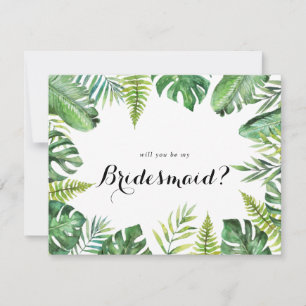 Frieri för Tropical Greenery Bridesmaid Anteckningskort