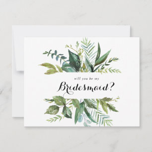 Frieri i Grey Tropical Calligraphy Bridesmaid Anteckningskort