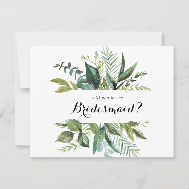 Frieri i Grey Tropical Calligraphy Bridesmaid Anteckningskort (Framsida)