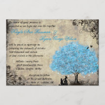 Frieri inbjudningar till Blue Träd Vintage bröllop