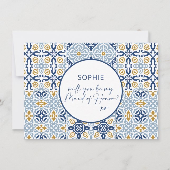 Frieri kort för Amalfi Blue Tile Maid of honor (Framsida)