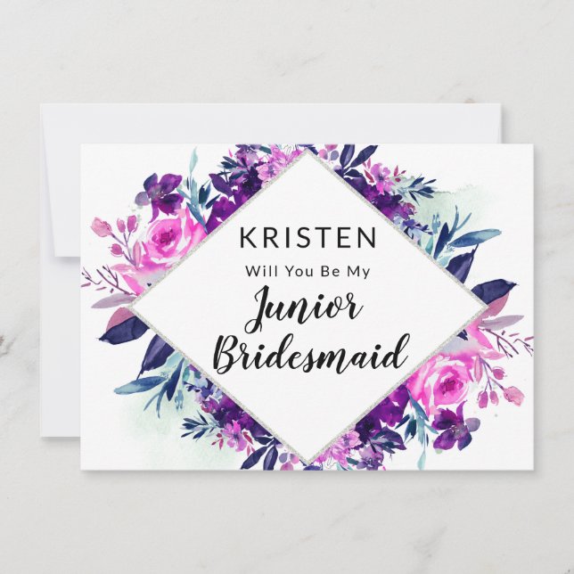 Frieri kort för Blommigt Jr. Bridesmaid (Framsida)