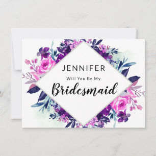 Frieri kort för Blommigt Violet Bridesmaid