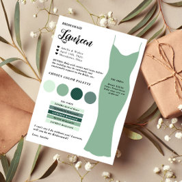 Frieri kort för Bridesmaid Info Card-mall