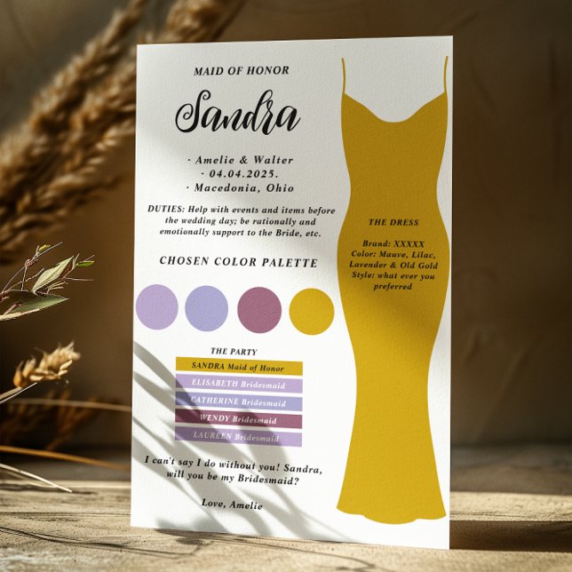 Frieri kort för Bridesmaid Info Card-mall (Skapare uppladdad)