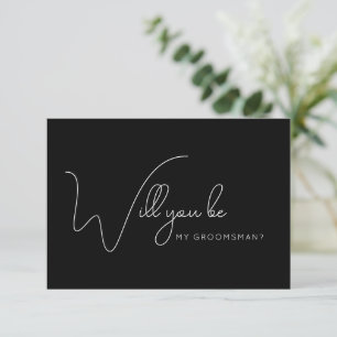 Frieri kort för chic Calligraphy Black Groomsman