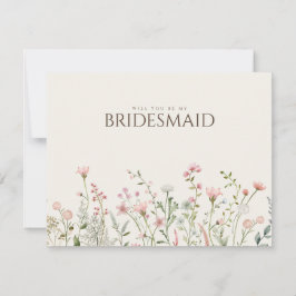 Frieri kort för enkel Boho Wildblomma Bridesmaid