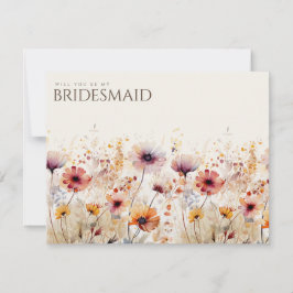 Frieri kort för enkel Boho Wildblomma Bridesmaid