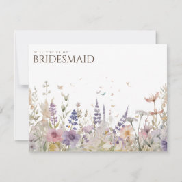 Frieri kort för enkel Boho Wildblomma Bridesmaid